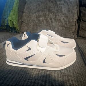 Omega Comfort Zone Men’s Sneakers Size 14 3E Gray & Blue Hook & Loop NEW